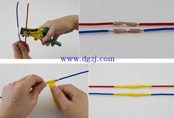 
        	电线导线连接方法图解大全 
导线接头主要的要求是，1.一定要保证导线连接的接触面积要足够大（安装手册上有规定要求，也可以多拧两圈，加大一点儿接触面积）。2.一定要拧紧，不能松动（所以才要上锡，同时也防氧化）