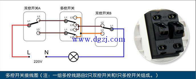 
        	1灯3控开关接线实物图

 


        