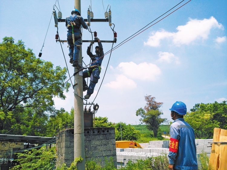 
　　8月9日，廣西電網公司南寧賓陽供電局新賓供電所對線路開展集中運維，現場安全管理同步到位?！∴嚾?攝

　　7月底，廣西電網公司組織開展了為期一周的鄉(xiāng)鎮(zhèn)供電所防范人身事故專項治理行動月度交叉檢查工作